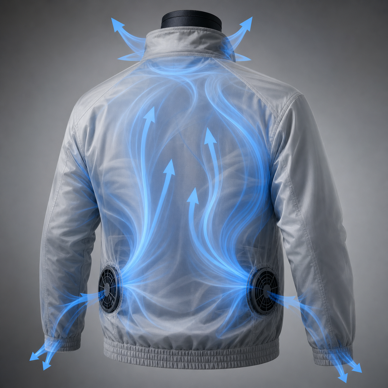 Fan-powered cooling workwear airflow circulation demonstration